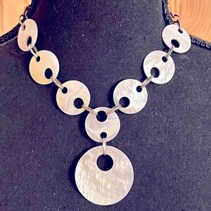 ExEx Claudia Agudelo Mother of Pearl Sterling Silver Circular Statement Necklace